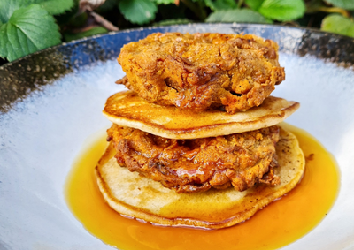 Chicken Fried Mushroom & Pancake Stack (Air Fryer)